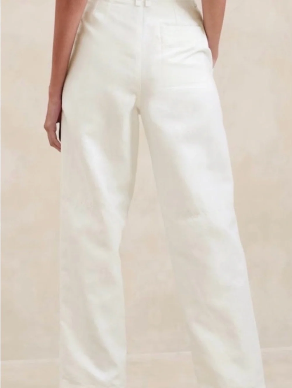 Banana Republic White Cotton Linen Carpenter Wide Leg Utility Pants 10 Petite